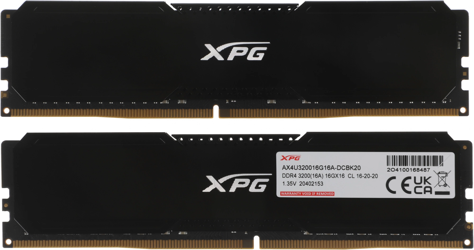Память DDR4 2x16GB 3200MHz A-Data AX4U320016G16A-DCBK20 XPG Gammix D20 RTL Gaming PC4-25600 CL16 DIMM 288-pin 1.35В kit с радиатором Ret