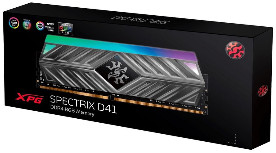 Память DDR4 16GB 3600MHz A-Data AX4U360016G18I-ST41 XPG Spectrix D41 RGB RTL Gaming PC4-28800 CL18 DIMM 288-pin 1.35В dual rank с радиатором Ret