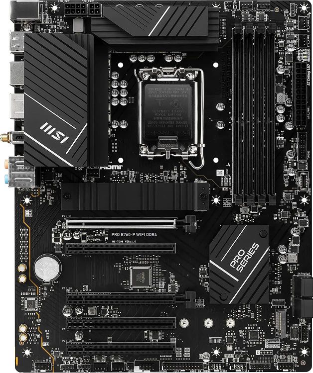 Материнская плата MSI PRO B760-P WIFI DDR4 Soc-1700 Intel B760 4xDDR4 ATX AC`97 8ch(7.1) 2.5Gg+HDMI+DP