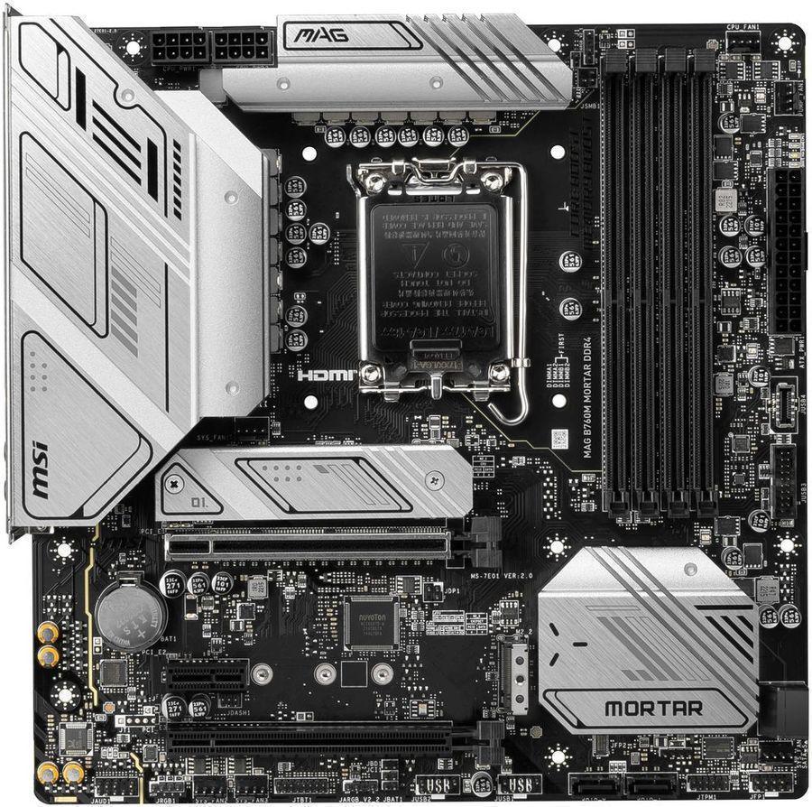 Материнская плата MSI MAG B760M MORTAR MAX WIFI DDR4 Soc-1700 Intel B760 4xDDR4 mATX AC`97 8ch(7.1) 2.5Gg+HDMI+DP