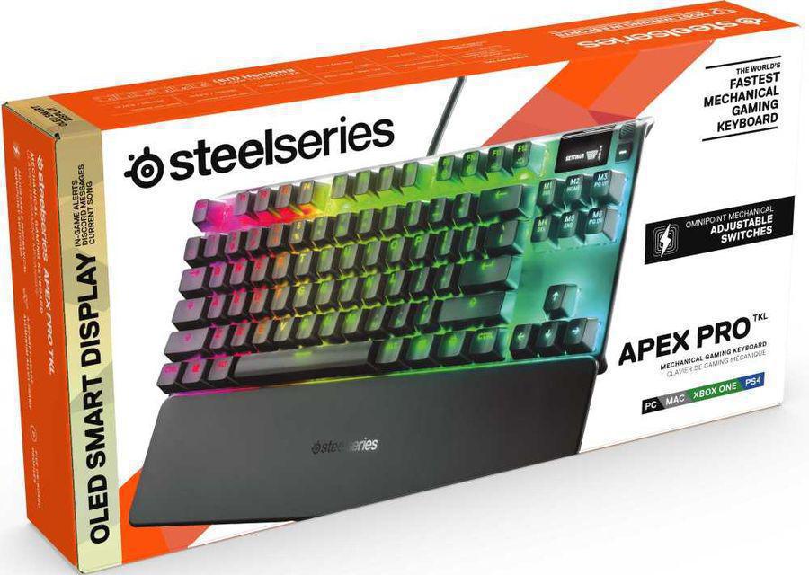 Клавиатура Steelseries Apex Pro TKL механическая черный USB for gamer LED (подставка для запястий) (64734)