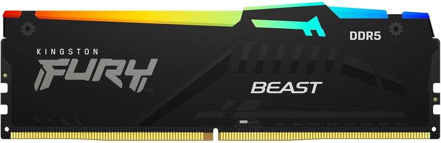 Память DDR5 16Gb 5200MHz Kingston KF552C40BBA-16 Fury Beast Black RGB RTL Gaming PC5-41600 CL40 DIMM 288-pin 1.25В single rank с радиатором Ret