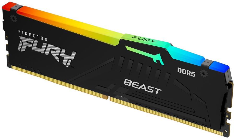 Память DDR5 16Gb 5200MHz Kingston KF552C40BBA-16 Fury Beast Black RGB RTL Gaming PC5-41600 CL40 DIMM 288-pin 1.25В single rank с радиатором Ret