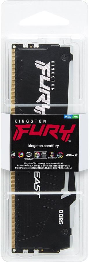 Память DDR5 16Gb 5200MHz Kingston KF552C40BBA-16 Fury Beast Black RGB RTL Gaming PC5-41600 CL40 DIMM 288-pin 1.25В single rank с радиатором Ret