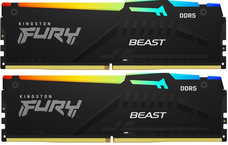 Память DDR5 2x16Gb 6000MHz Kingston KF560C40BBAK2-32 Fury Beast RGB RTL Gaming PC5-48000 CL40 DIMM 288-pin 1.35В с радиатором Ret