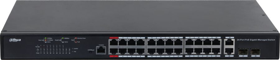 Коммутатор Dahua DH-PFS4226-24GT-230 (L2+) 24x1Гбит/с 2SFP 24PoE 230W управляемый