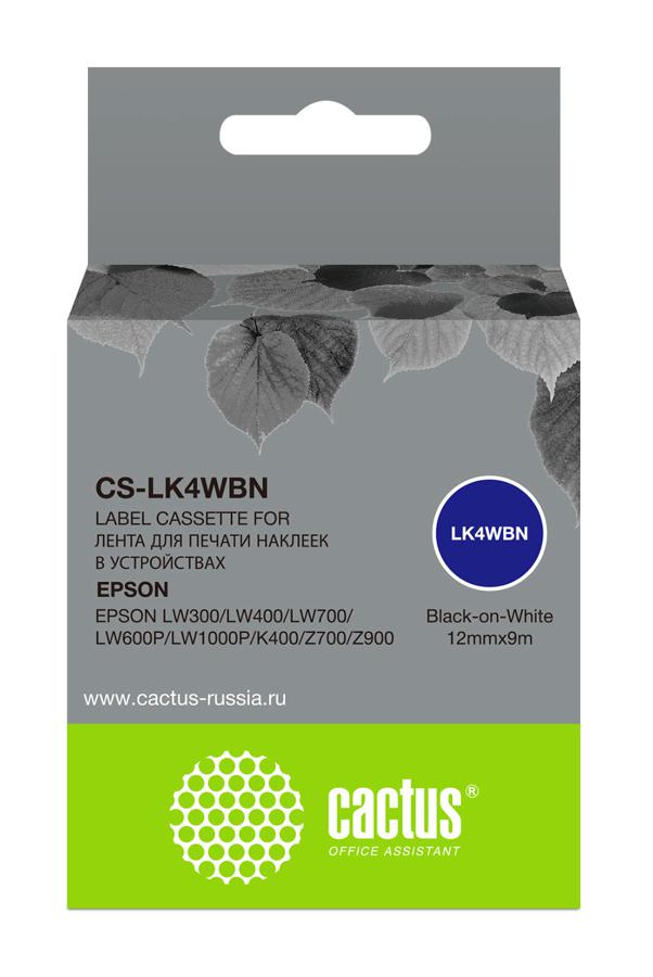 Картридж ленточный Cactus CS-LK4WBN для Epson LW300/LW400/LW700/LW600P/LW1000P/K400/Z700/Z900