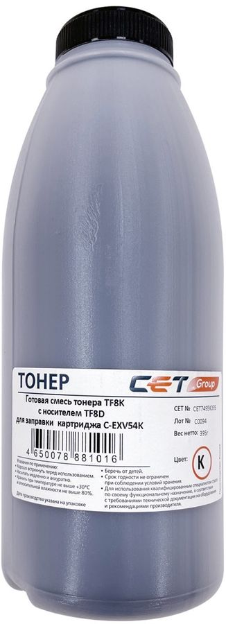 Тонер Cet TF8K C-EXV54 CET7495K395 черный бутылка 395гр. для принтера CANON iRC3025/3025i/3020