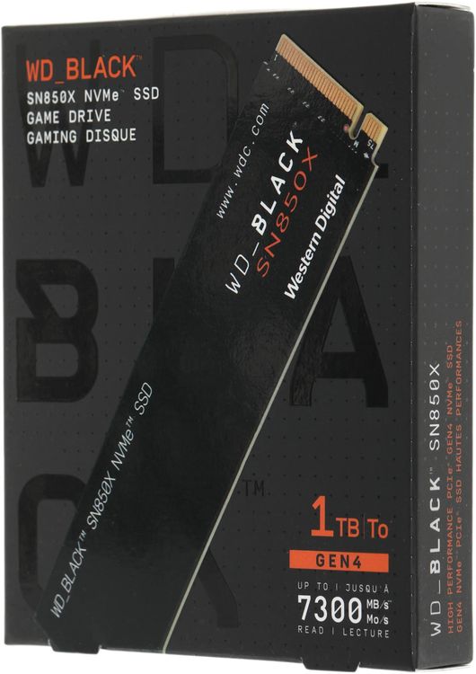 Накопитель SSD WD PCIe 4.0 x4 1TB WDS100T2X0E Black SN850X M.2 2280 7300/6300