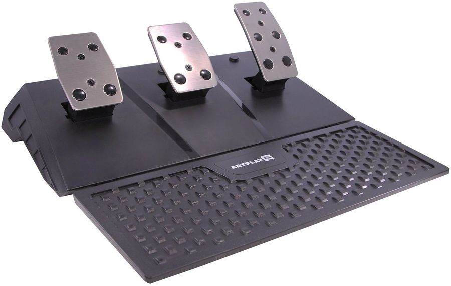 Руль Artplays V-1600 Pro Force Feedback 11кноп. (с педалями) черный