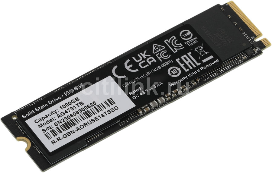 Накопитель SSD Gigabyte PCIe 4.0 x4 1000GB AG4731TB Aorus Gen4 7300 M.2 2280