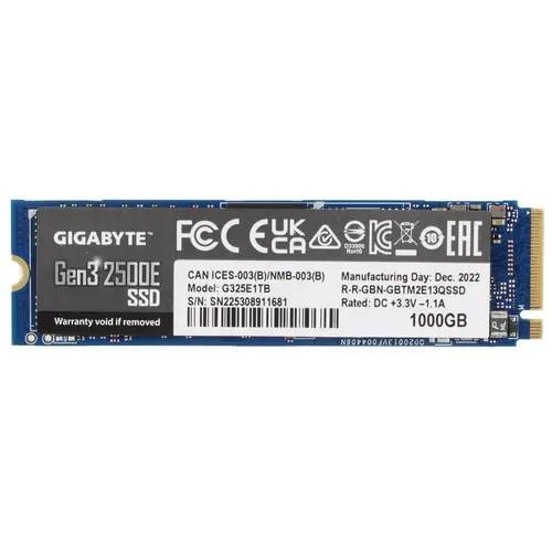 Накопитель SSD Gigabyte PCIe 3.0 x4 1000GB G325E1TB 2500E M.2 2280