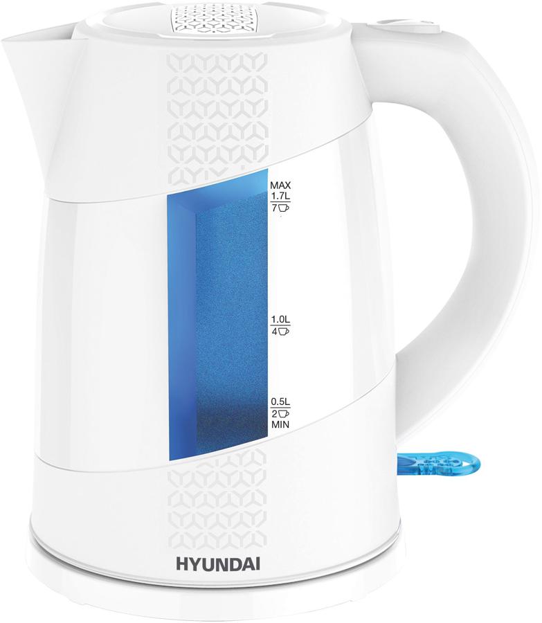 Чайник электрический Hyundai HYK-P2407 1.7л. 2200Вт белый/голубой (корпус: пластик)