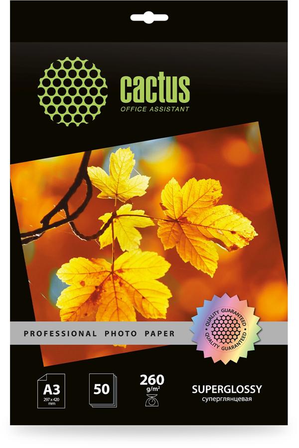 Фотобумага Cactus Prof CS-HGA326050 A3/260г/м2/50л./белый глянцевое для струйной печати