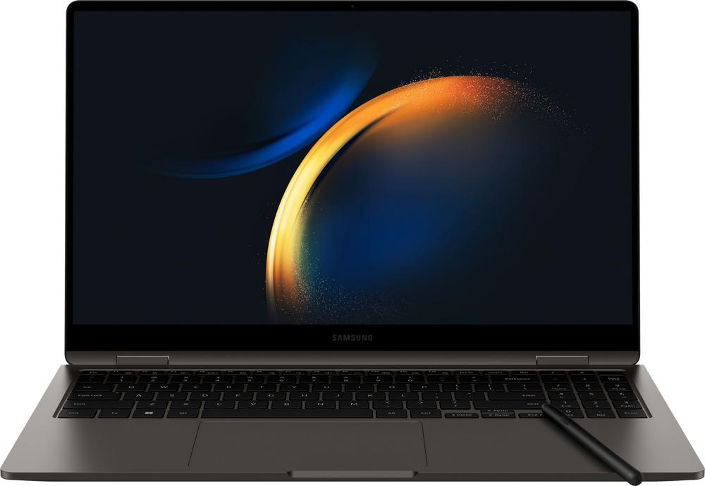 Ноутбук Samsung Galaxy book 3 360 NP750 Core i7 1360P 16Gb SSD512Gb Intel Iris Xe graphics 15.6" AMOLED Touch FHD (1920x1080) Windows 11 Home Multi Language 64 graphite WiFi BT Cam (NP750QFG-KA2US)