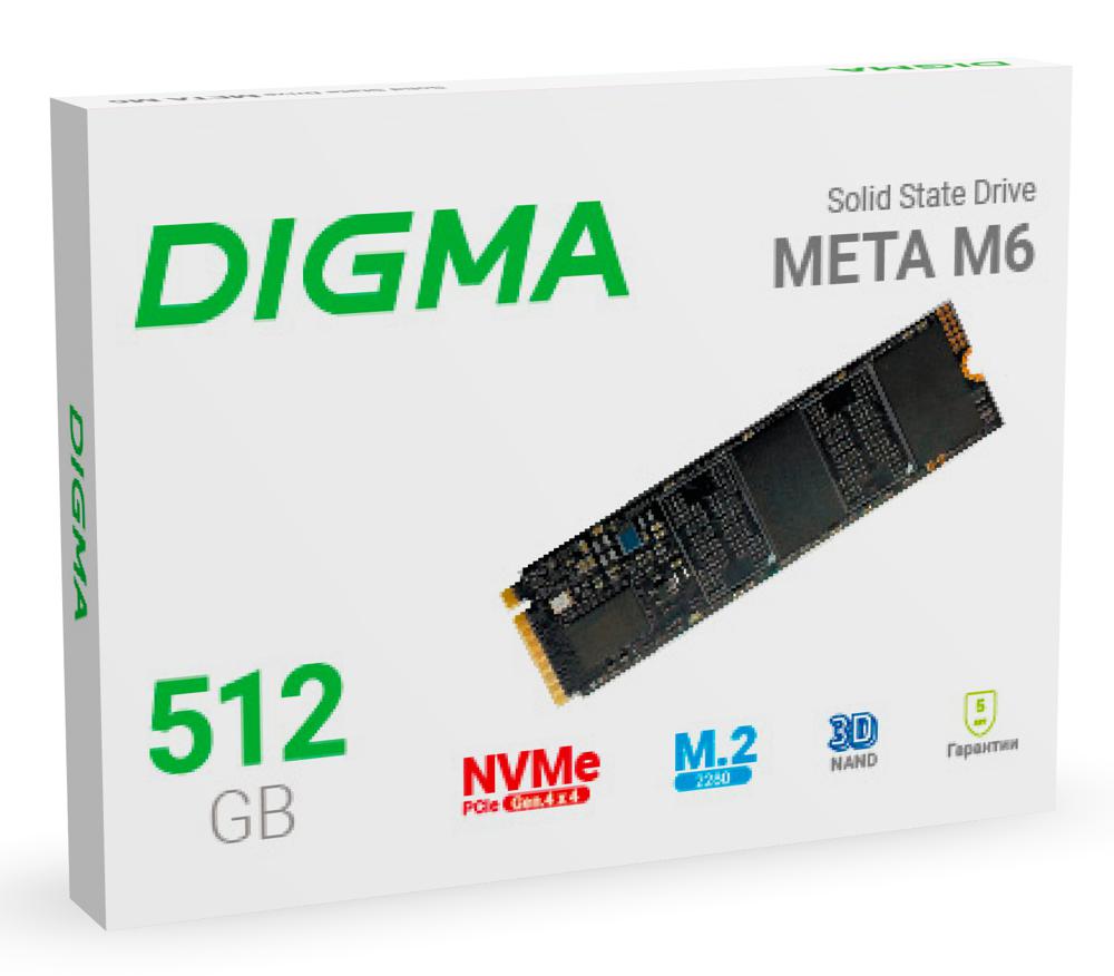 Накопитель SSD Digma PCIe 4.0 x4 512GB DGSM4512GM63T Meta M6 M.2 2280
