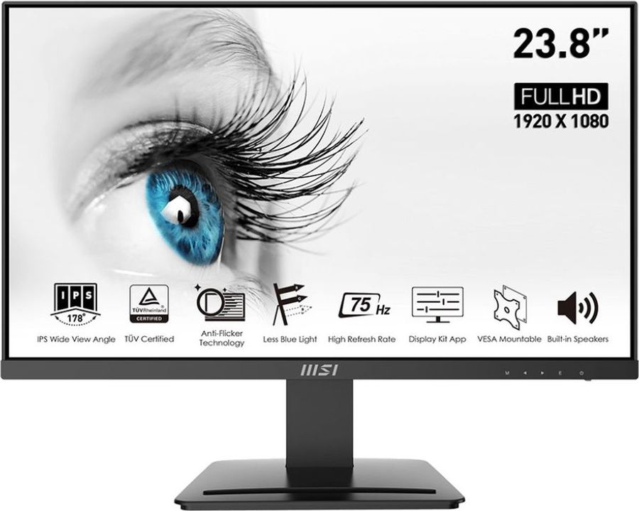 Монитор MSI 23.8" Pro MP243 черный IPS LED 16:9 HDMI M/M матовая 250cd 178гр/178гр 1920x1080 75Hz DP FHD 2.95кг