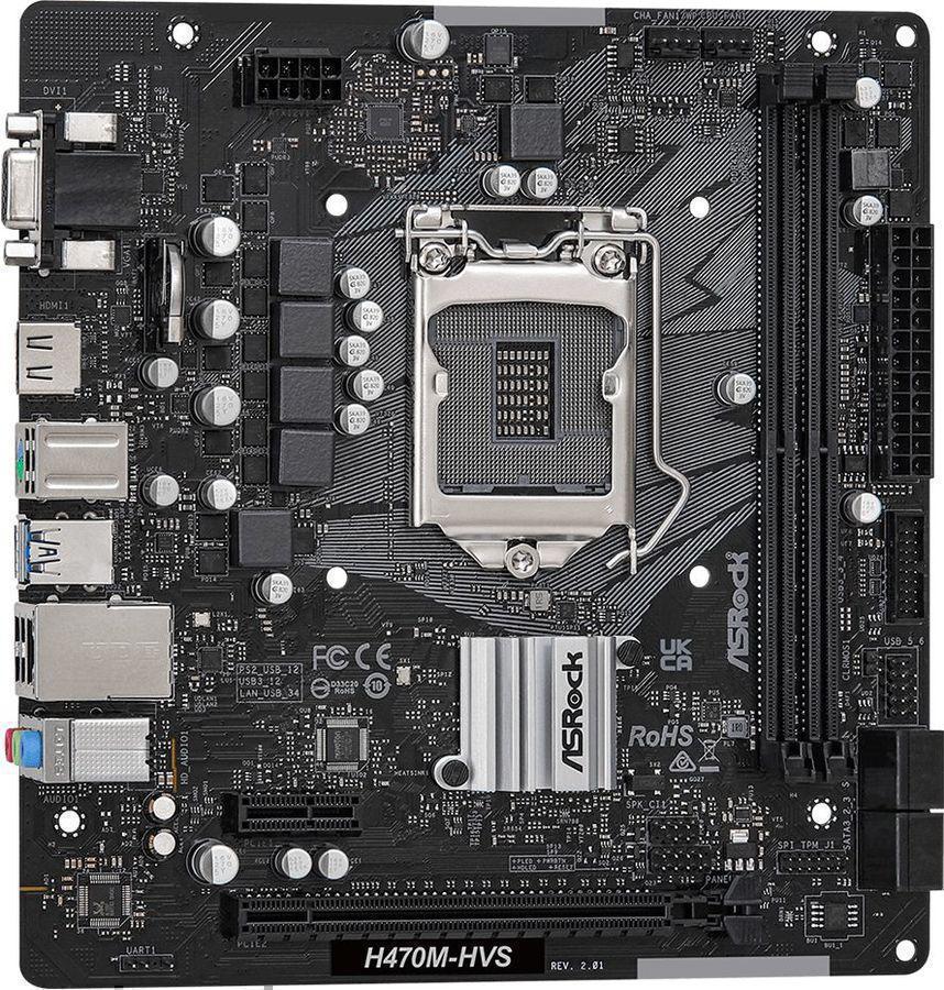 Материнская плата Asrock H470M-HVS R2.0 Soc-1200 Intel H470 2xDDR4 mATX AC`97 8ch(7.1) GbLAN+VGA+HDMI