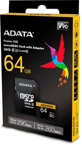 Флеш карта microSDXC A-Data 64GB AUSDX64GUII3CL10-CA1 Premier One + adapter