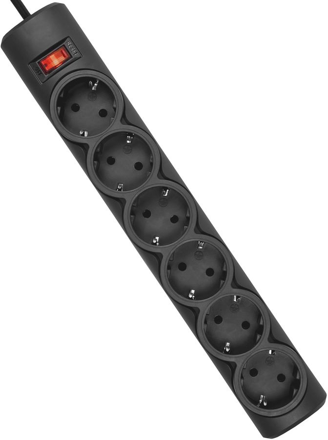 Сетевой фильтр Defender DFS 153 3м (6 розеток) черный (коробка)