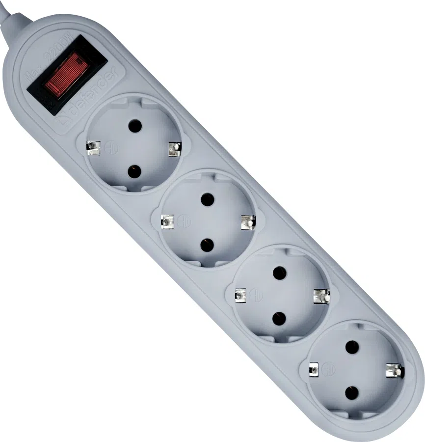 Сетевой фильтр Defender ES Lite 1.8м (4 розетки) серый (коробка)