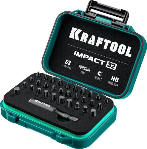 Набор бит Kraftool IMPACT-32 (26066-H32) универсал. (32пред.) для шуруповертов/дрелей