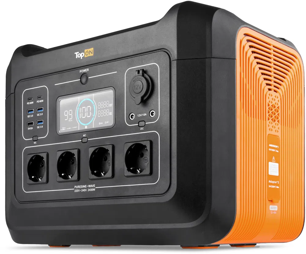 Электростанция портативная TopON TOP-X2400 697500mAh 10A QC3.0/PD3.0 5xUSB черный/оранжевый (103260)