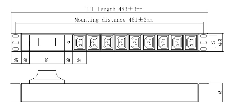 Блок распределения питания Powercom PDU-16AH9-9C3-1P-C20