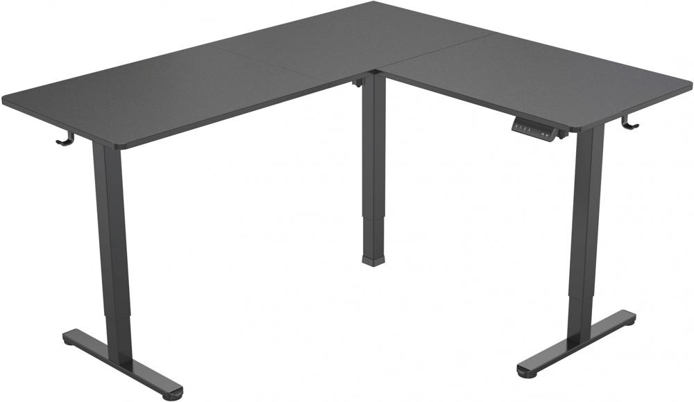 Стол для компьютера Cactus угловой подъёмный столешница МДФ черный каркас черный 140х72х60см (CS-EDXL-BBK)