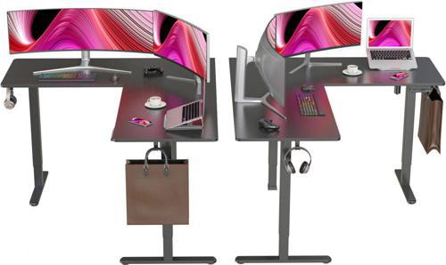 Стол для компьютера Cactus CS-EDXL-BBK электропривод столешница МДФ черный каркас черный 160x140x72см