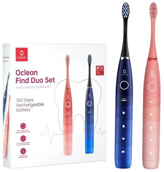 Набор электрических зубных щеток Oclean Find Duo Set F5002 красный/синий