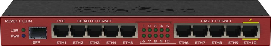 Коммутатор MikroTik RB2011iLS-IN 5x100Мбит/с 5x1Гбит/с 1SFP управляемый