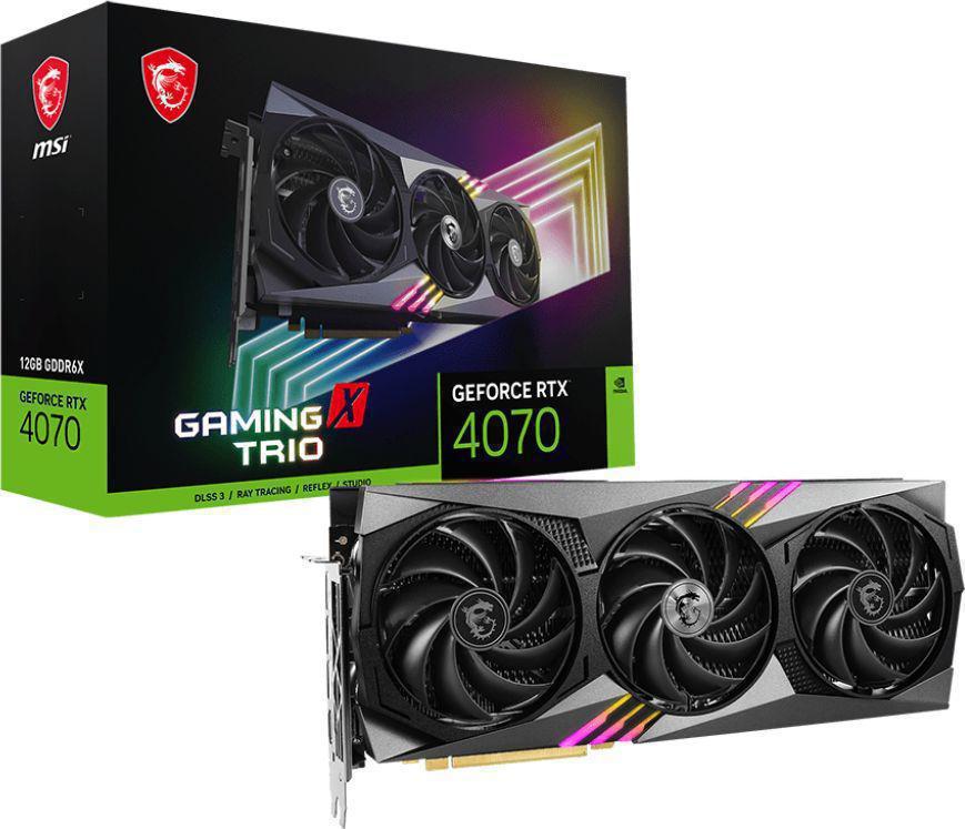 Видеокарта MSI PCI-E 4.0 RTX 4070 GAMING X TRIO 12G NVIDIA GeForce RTX 4070 12288Mb 192 GDDR6X 2610/21000 HDMIx1 DPx3 HDCP Ret