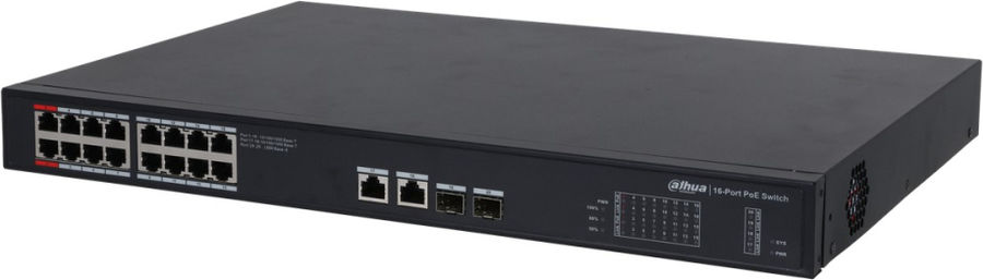 Коммутатор Dahua DH-PFS3220-16GT-240 (L2) 18x1Гбит/с 2SFP 16PoE 240W неуправляемый