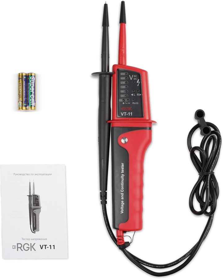 Тестер напряжения RGK VT-11 красный/черный (755269)