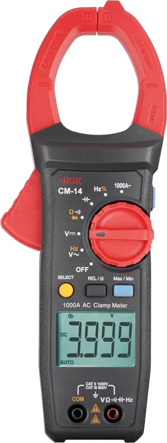 Клещи токоизмерительные RGK CM-14 цифр. измер.ток:переменный черный/красный (755115)
