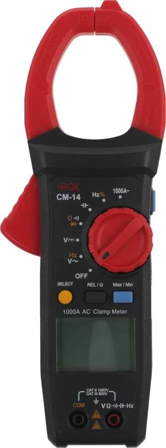 Клещи токоизмерительные RGK CM-14 цифр. измер.ток:переменный черный/красный (755115)