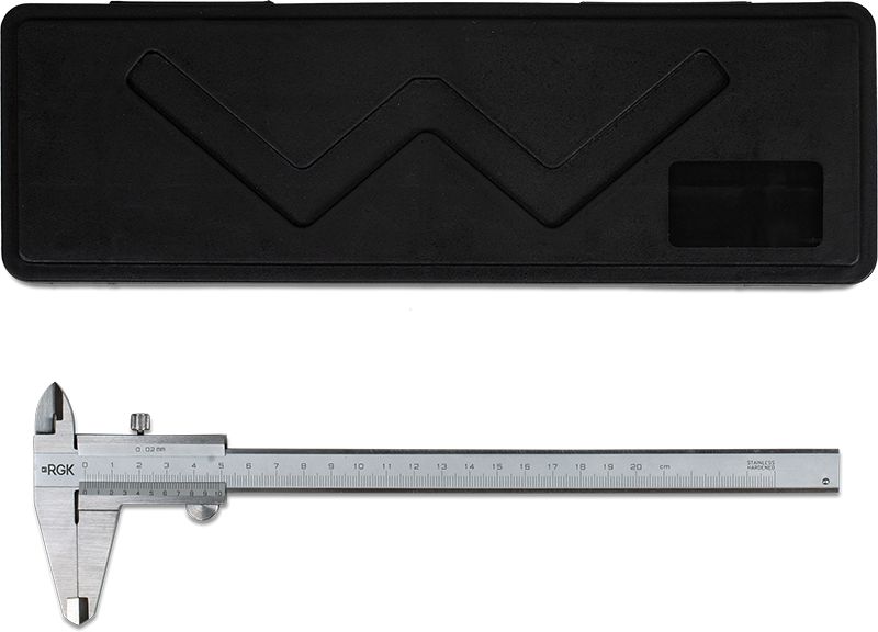 Штангенциркуль нониусный RGK SCM-200 серебристый пластиковый футляр (755795)