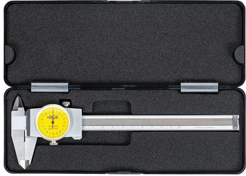 Штангенциркуль стрелочный RGK SCC-150 серый/бирюзовый пластиковый футляр (755825)