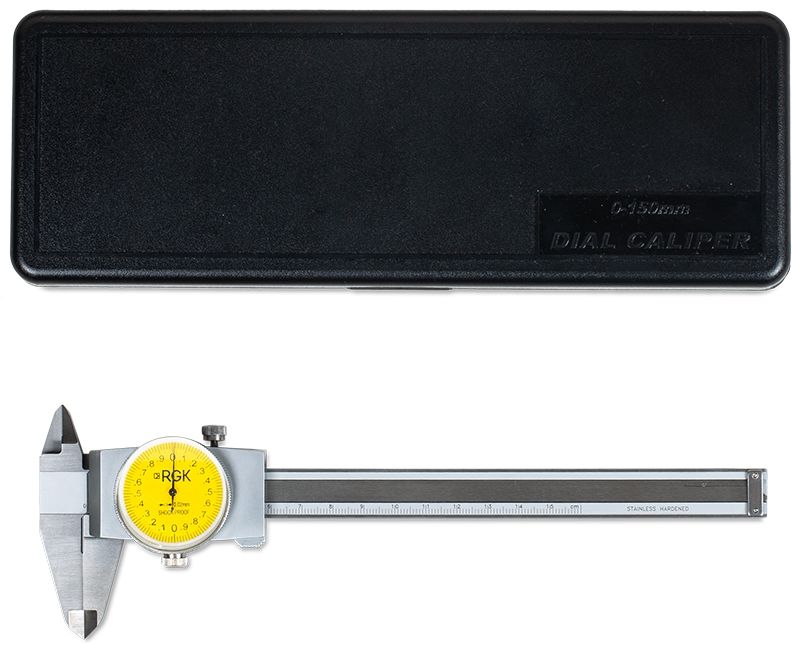 Штангенциркуль стрелочный RGK SCC-150 серый/бирюзовый пластиковый футляр (755825)