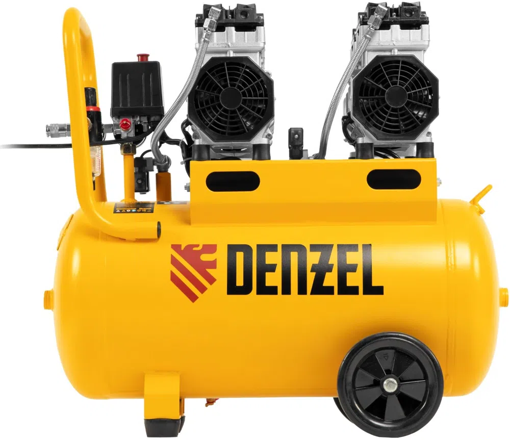 Компрессор поршневой Denzel DLS 1500/50 безмасляный 260л/мин 50л 1500Вт желтый