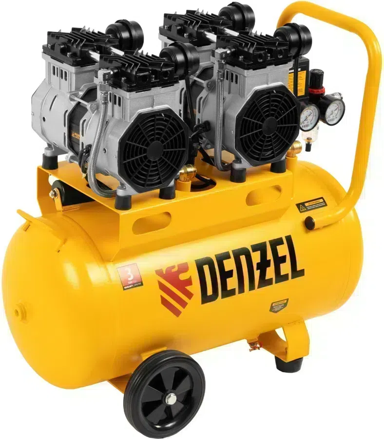 Компрессор поршневой Denzel DLS 2200/50 безмасляный 380л/мин 50л 2200Вт желтый