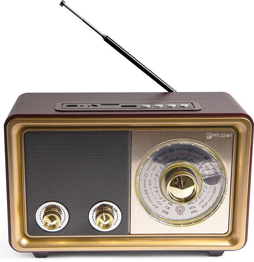 Радиоприемник портативный Сигнал БЗРП РП-324BT коричневый/бежевый USB SD/microSD