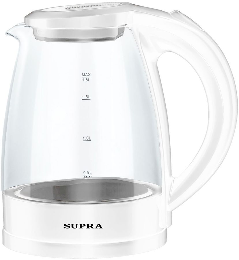 Чайник электрический Supra KES-1854G 1.8л. 1500Вт белый/прозрачный (корпус: стекло)