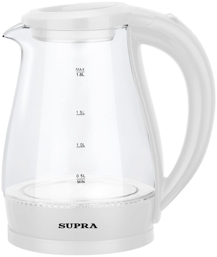 Чайник электрический Supra KES-1856G 1.8л. 1500Вт белый/прозрачный (корпус: стекло)
