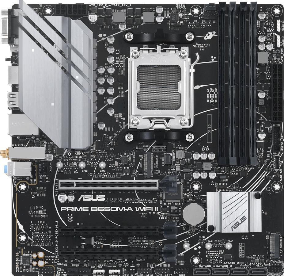 Материнская плата Asus PRIME B650M-A WIFI II SocketAM5 AMD B650 4xDDR5 mATX AC`97 8ch(7.1) 2.5Gg RAID+VGA+HDMI+DP