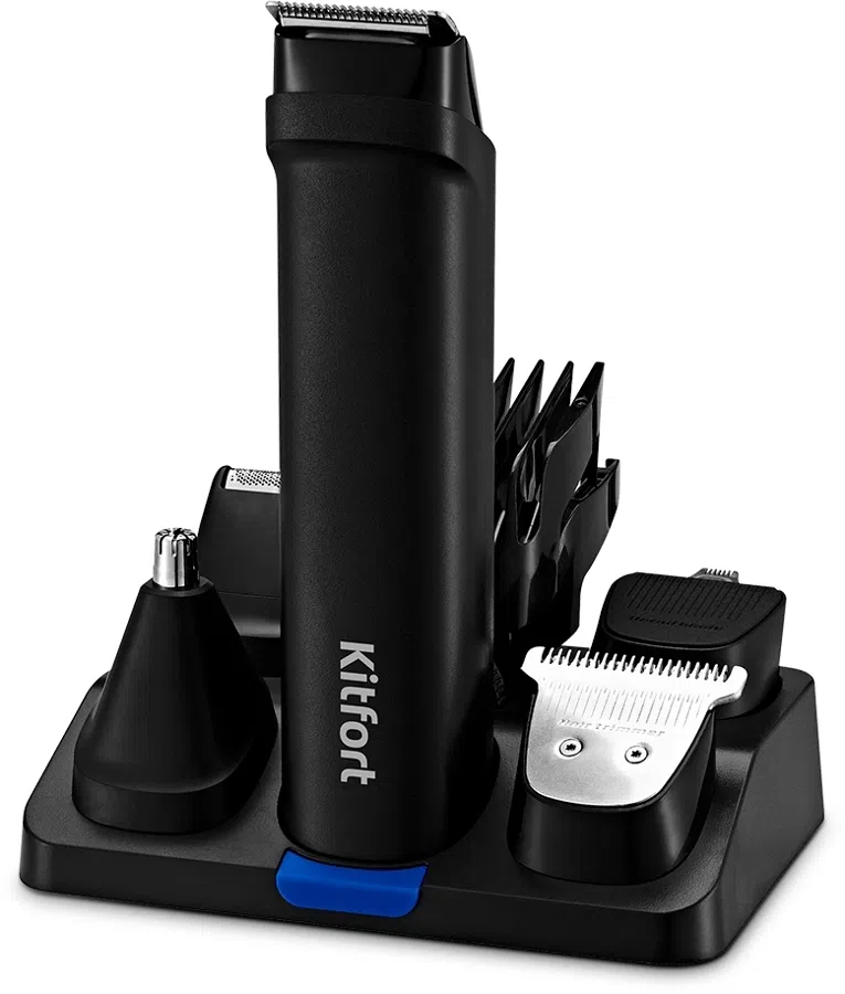 Триммер Kitfort КТ-3140-3 черный/синий 5Вт (насадок в компл:6шт)