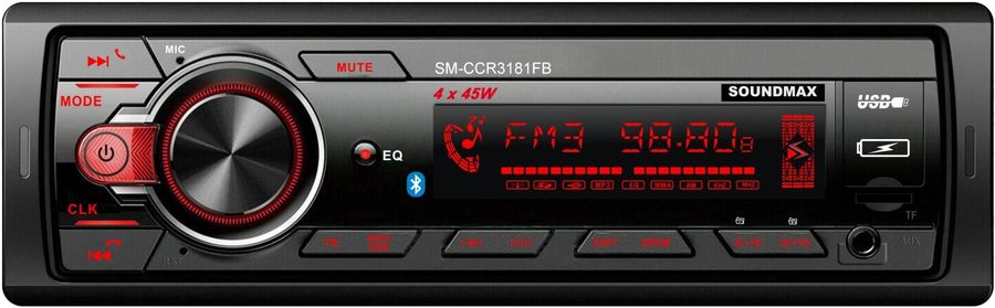 Автомагнитола Soundmax SM-CCR3181FB 1DIN 4x45Вт (SM-CCR3181FB(ЧЕРНЫЙ)\RGB)
