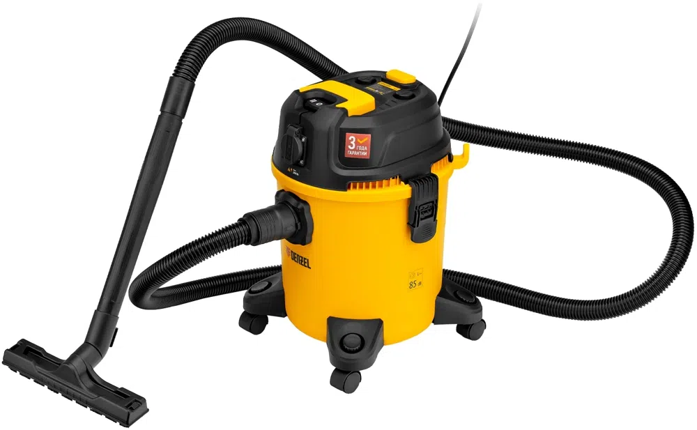 Строительный пылесос Denzel RVC20 1400Вт (уборка: сухая/влажная/выдув/сбор воды) желтый