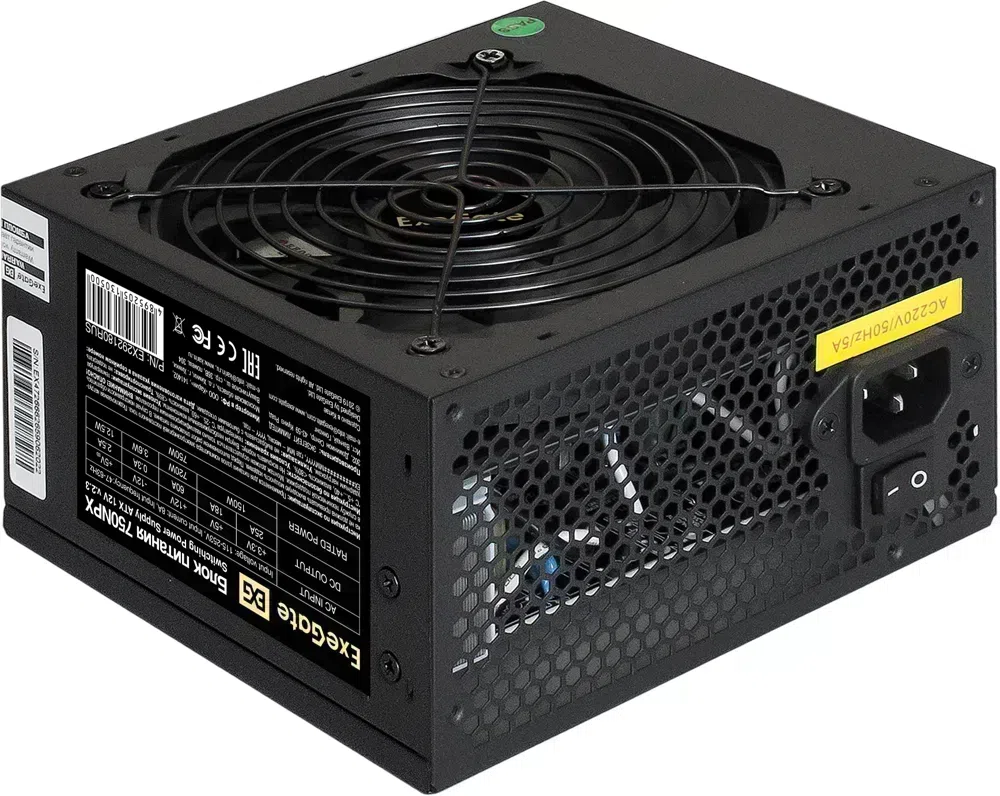 Блок питания Exegate ATX 750W 750NPX (20+4pin) PPFC 120mm fan 5xSATA